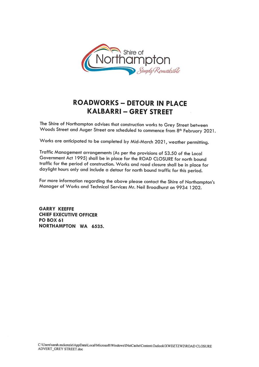 News Story - Kalbarri Road Works » Shire of Northampton